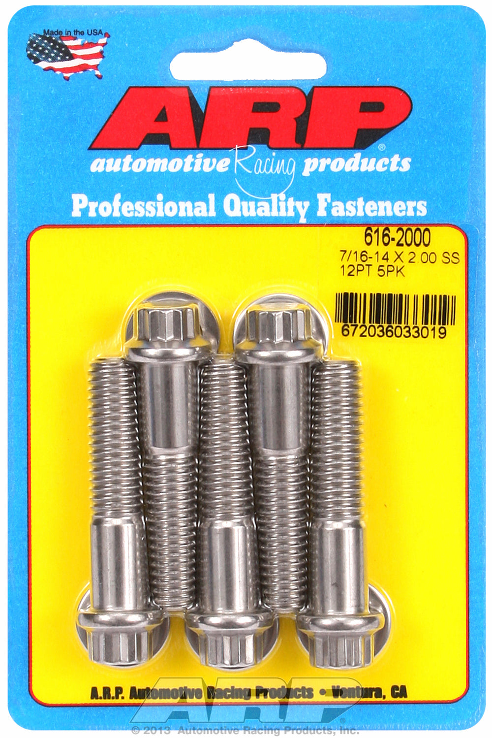 7/16-14 X 2.000 12pt SS bolts