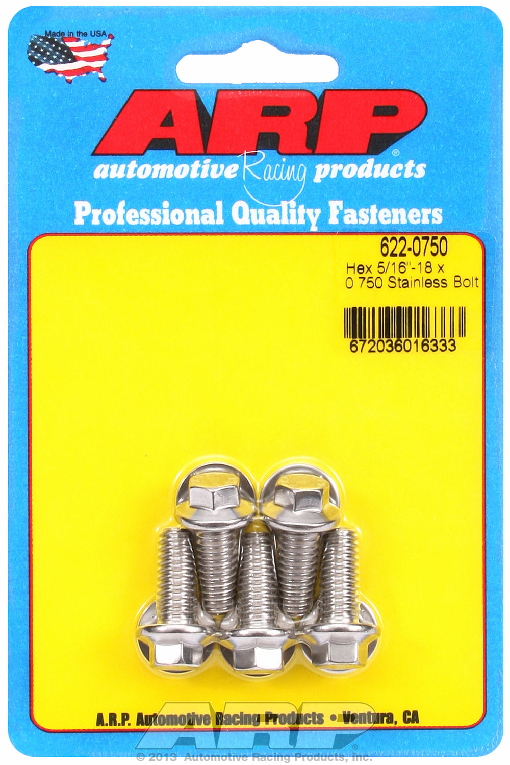 5/16-18 x 0.750 hex SS bolts