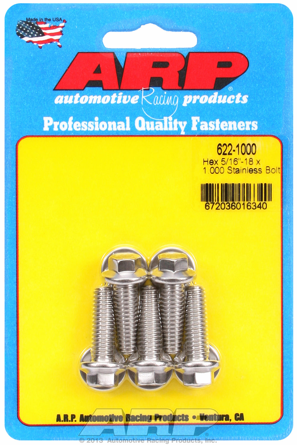 5/16-18 x 1.000 hex SS bolts