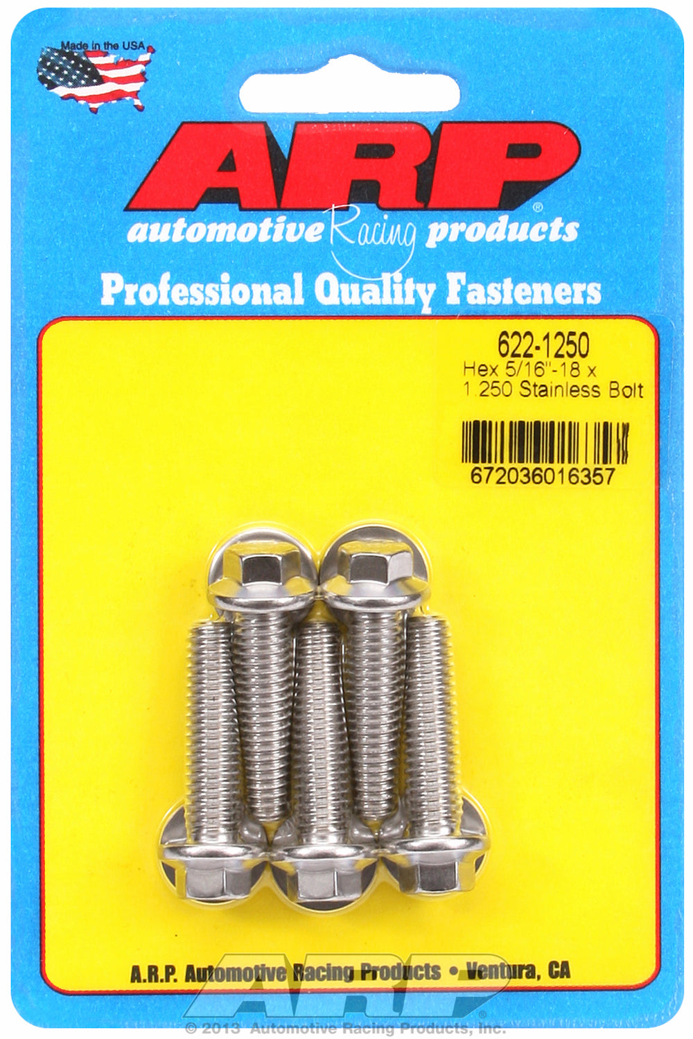 5/16-18 x 1.250 hex SS bolts