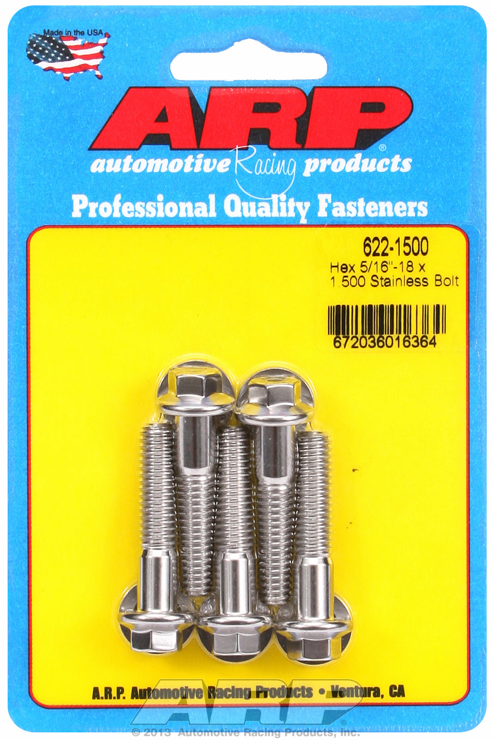 5/16-18 x 1.500 hex SS bolts