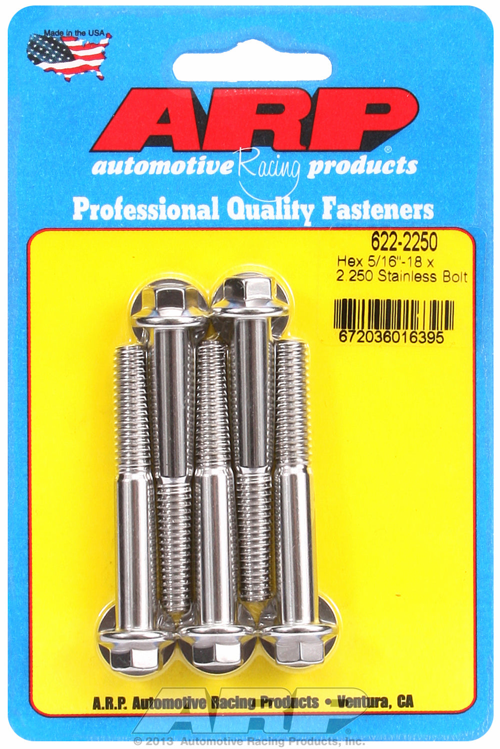 5/16-18 x 2.250 hex SS bolts