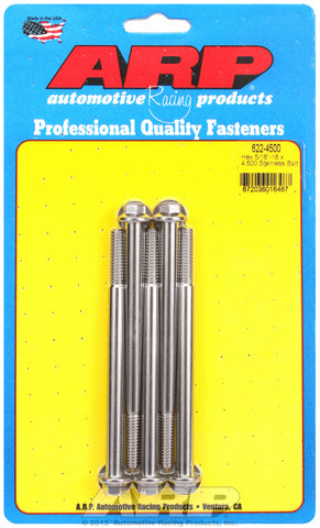 5/16-18 x 4.500 hex SS bolts