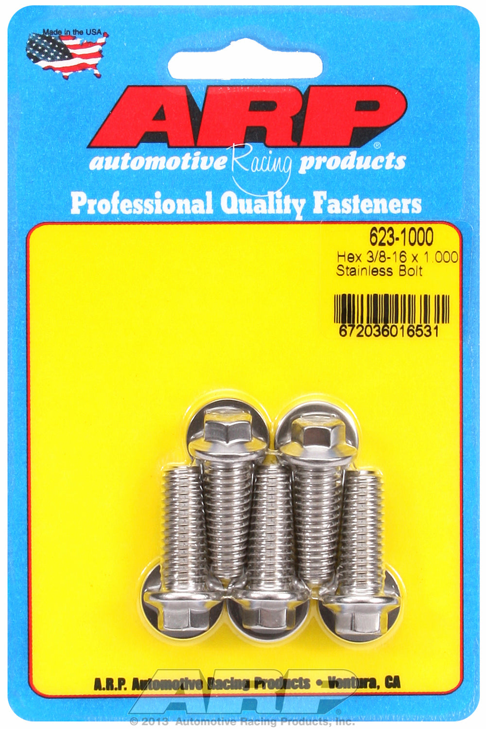 3/8-16 x 1.000 hex SS bolts