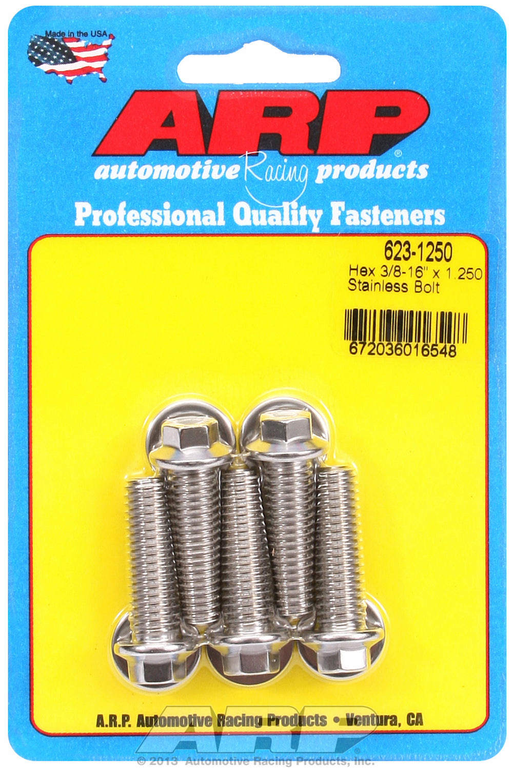 3/8-16 x 1.250 hex SS bolts