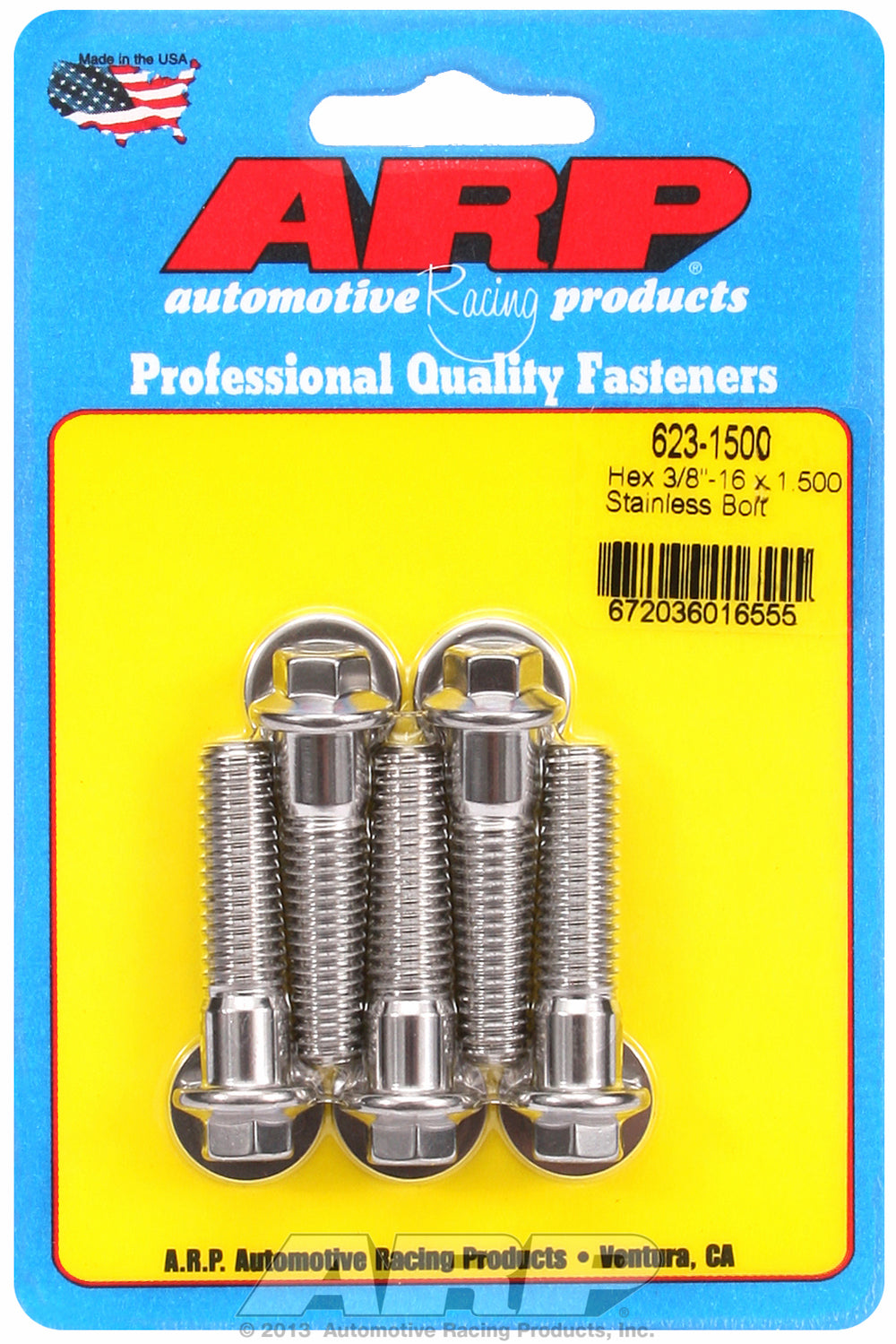 3/8-16 x 1.500 hex SS bolts