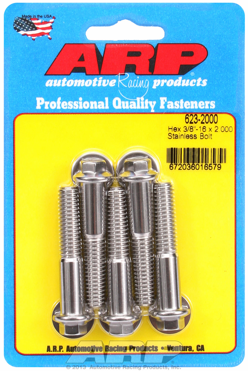 3/8-16 x 2.000 hex SS bolts