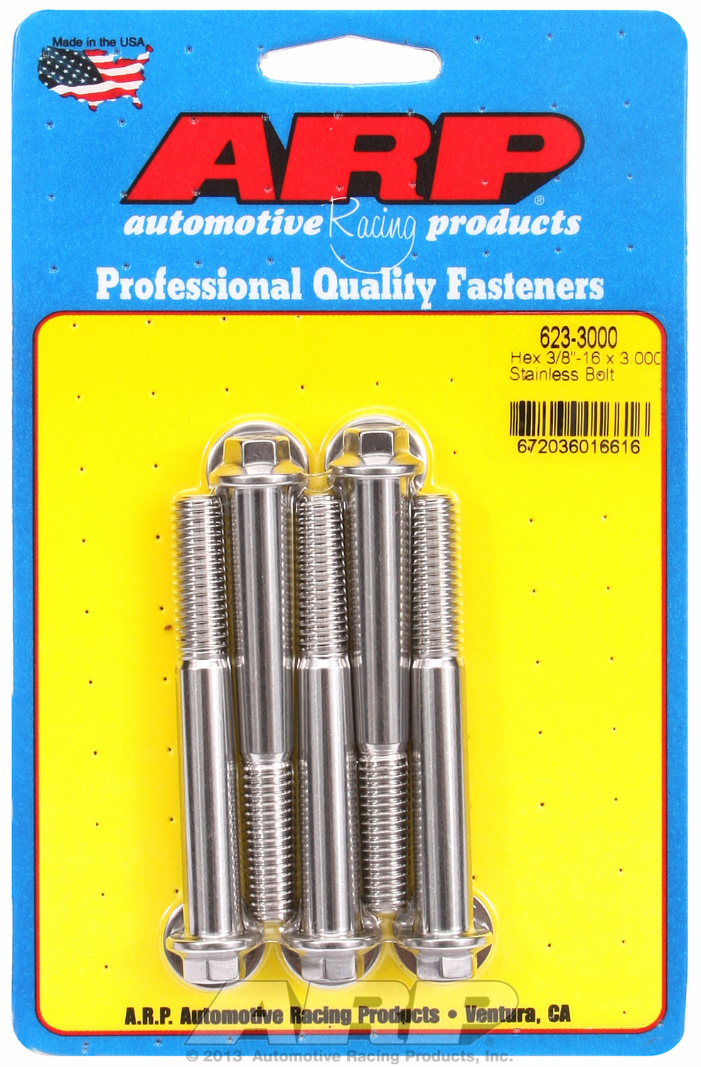 3/8-16 x 3.000 hex SS bolts