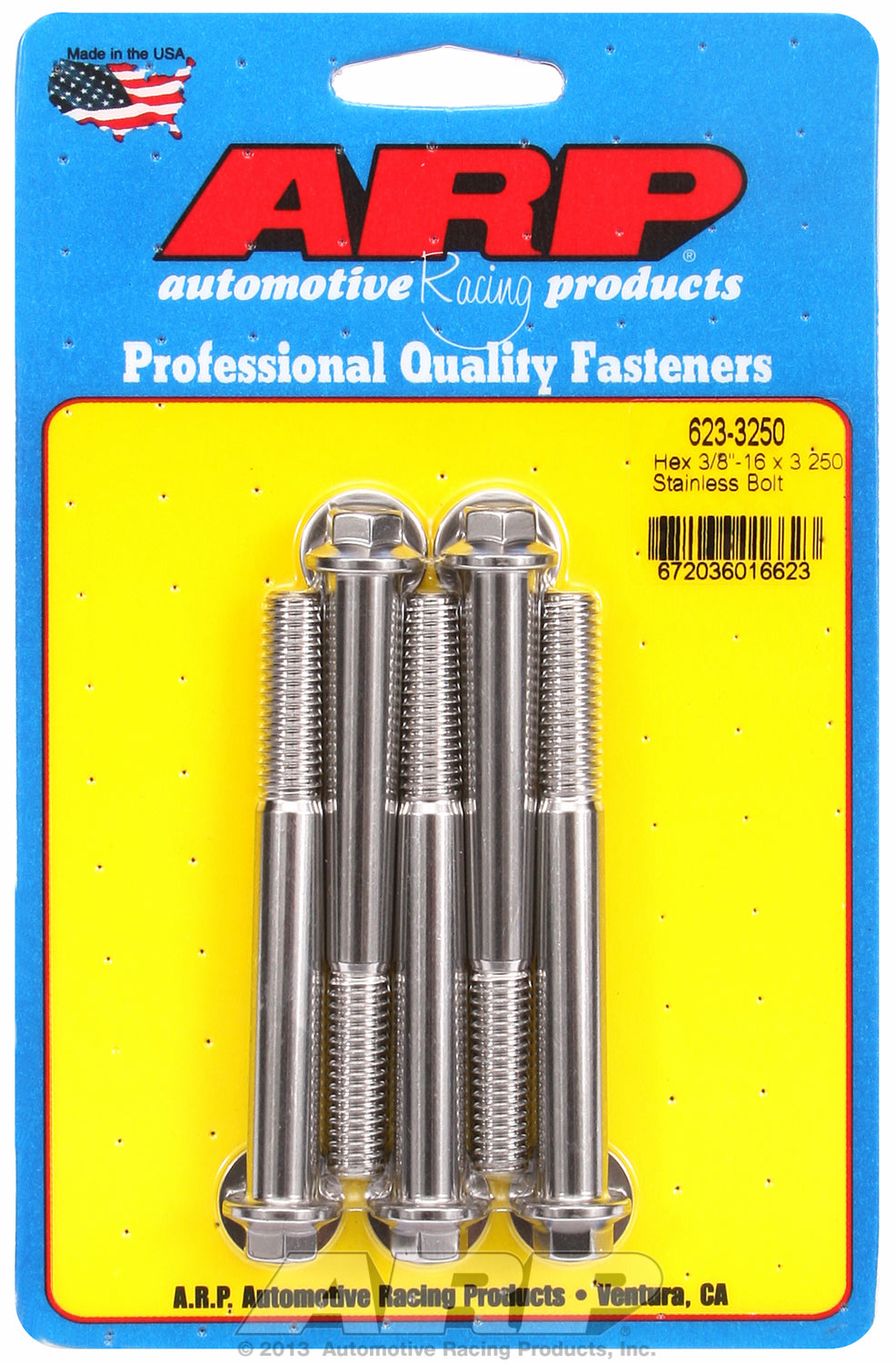 3/8-16 x 3.250 hex SS bolts