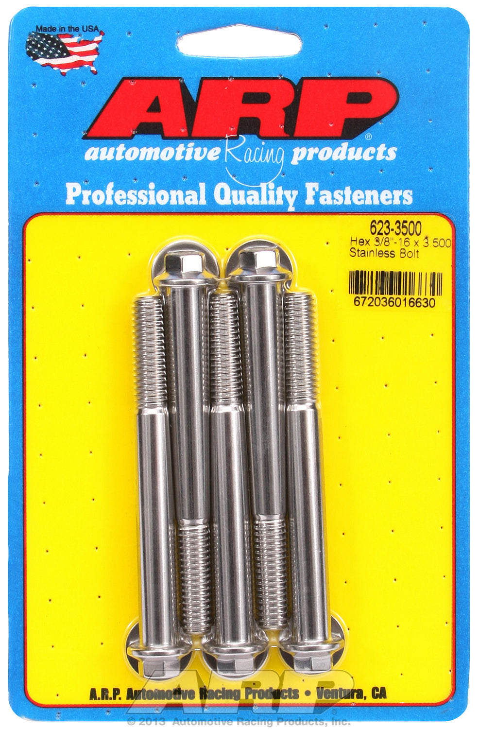 3/8-16 x 3.500 hex SS bolts