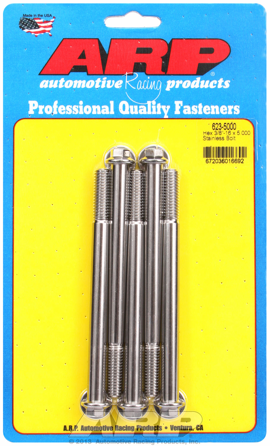 3/8-16 x 5.000 hex SS bolts