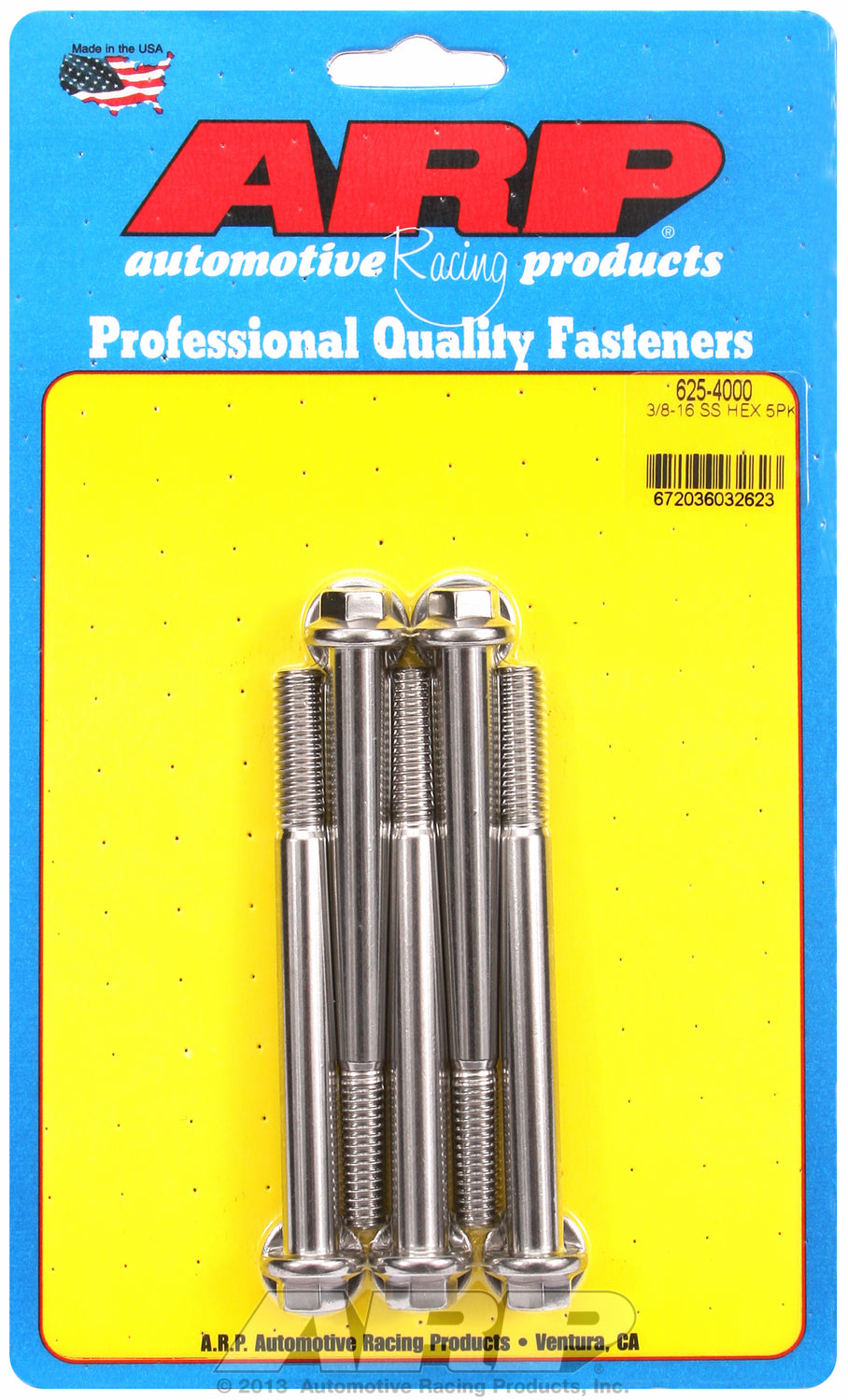 3/8-16 x 4.000 hex 7/16 wrenching SS bolts