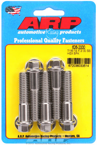 7/16-14 X 2.000 hex SS bolts