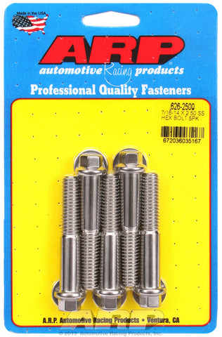 7/16-14 X 2.500 hex SS bolts