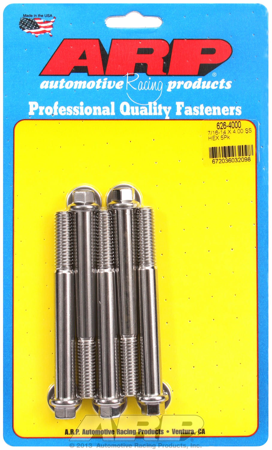 7/16-14 X 4.000 hex SS bolts