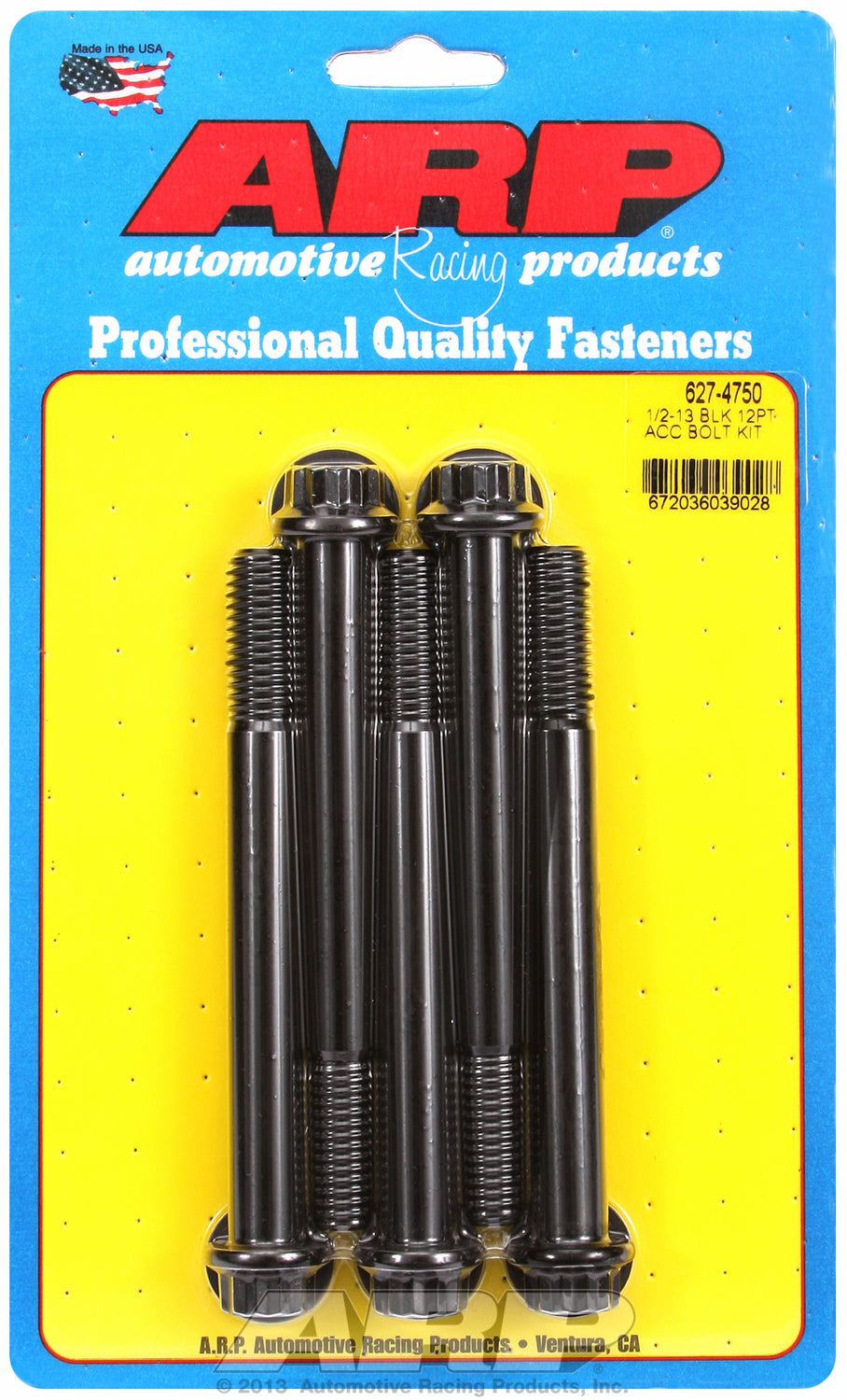 1/2-13 x 4.750 12pt black oxide bolts