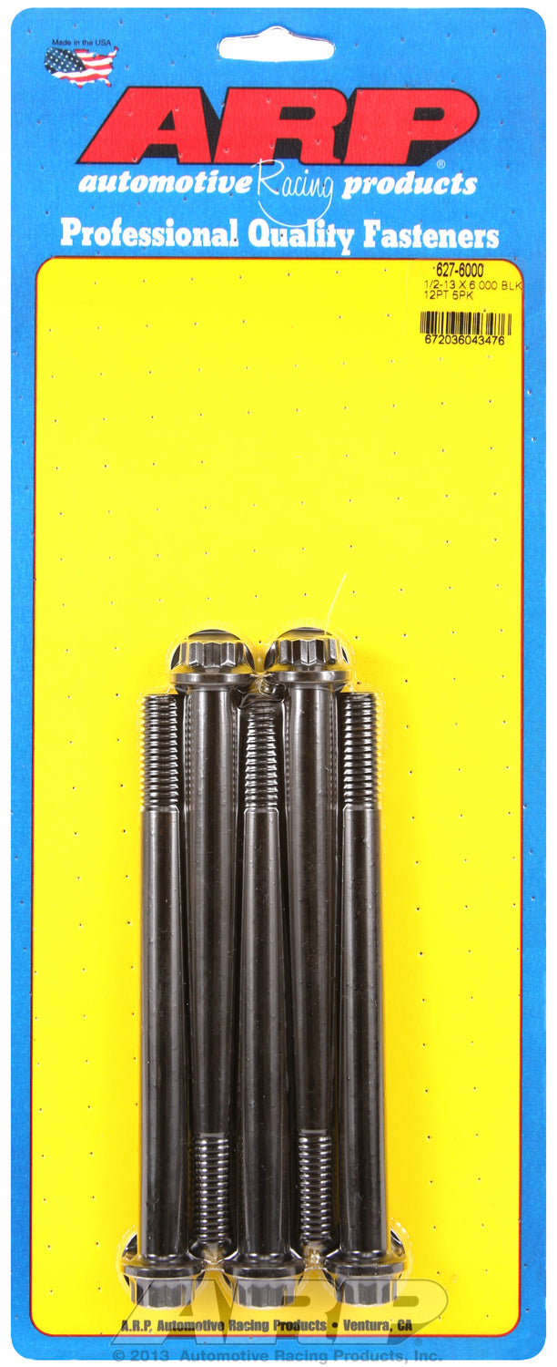 1/2-13 x 6.000 12pt black oxide bolts