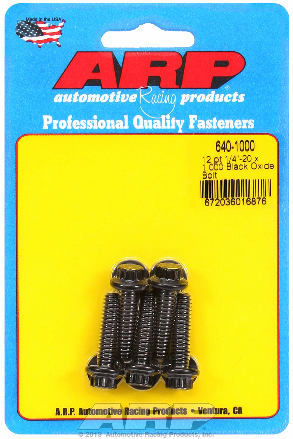 1/4-20 x 1.000 12pt black oxide bolts