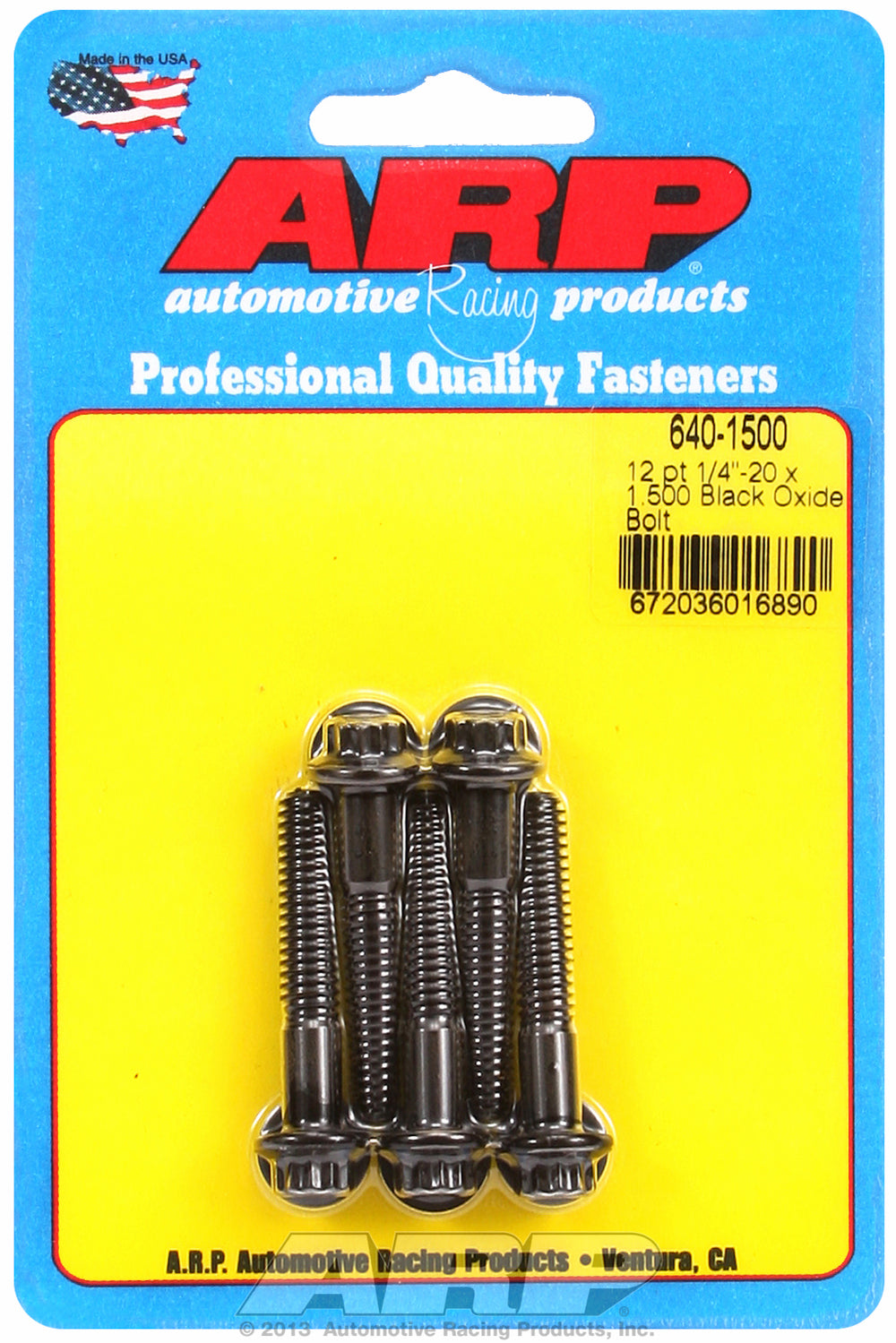 1/4-20 x 1.500 12pt black oxide bolts