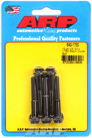 1/4-20 x 1.750 12pt black oxide bolts