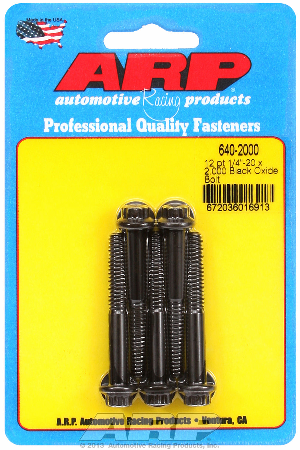 1/4-20 x 2.000 12pt black oxide bolts