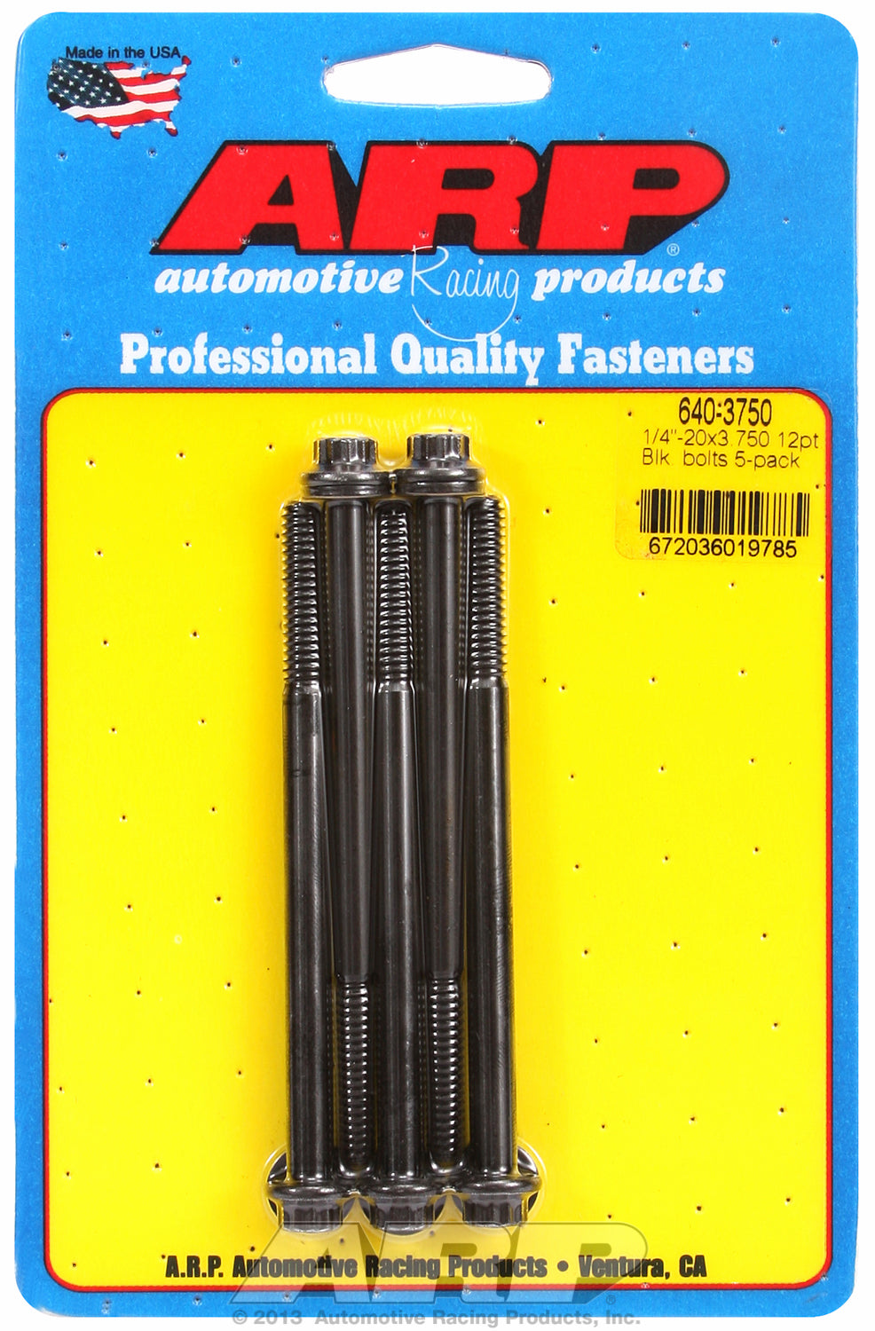 1/4-20 x 3.750 12pt black oxide bolts