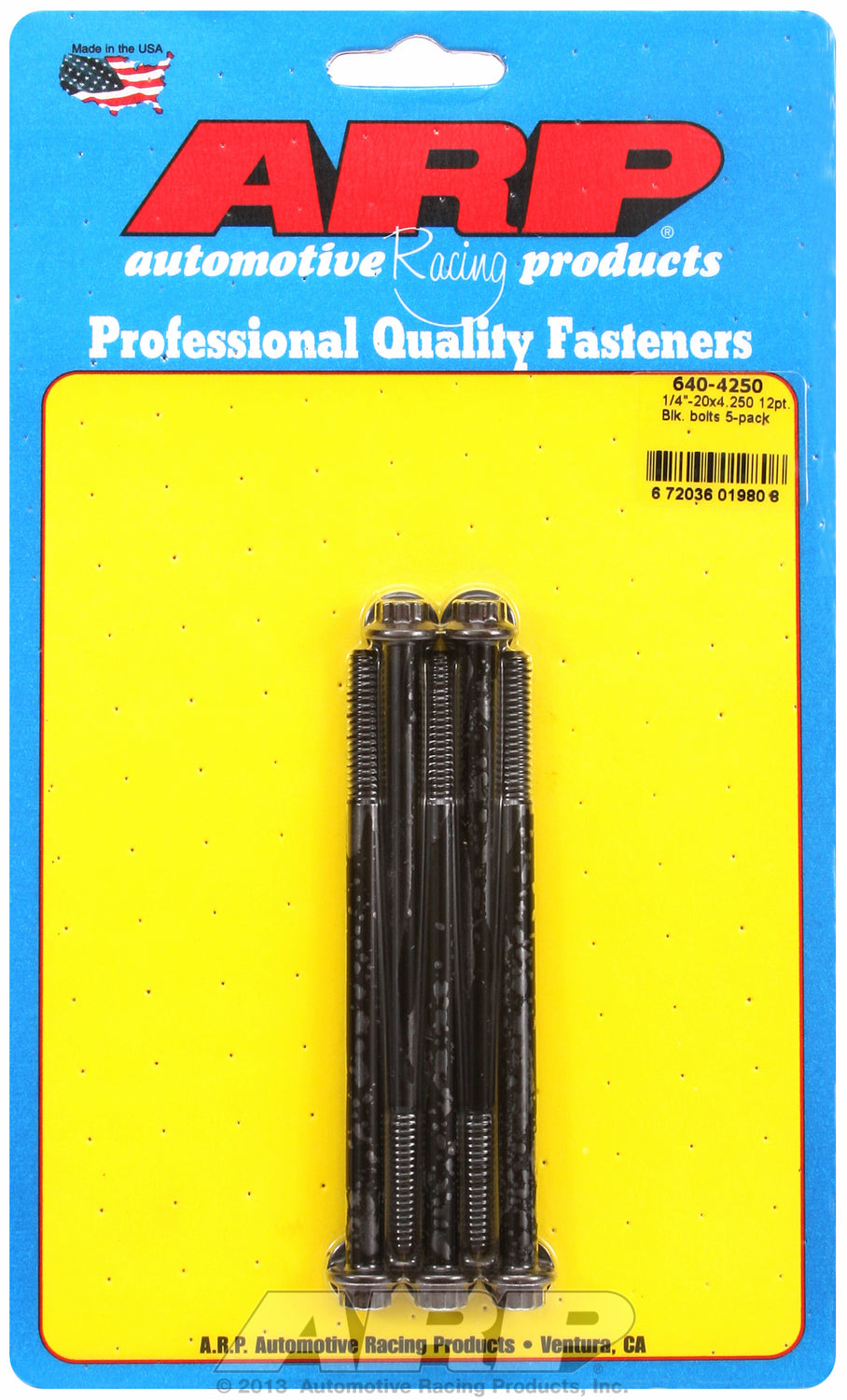 1/4-20 x 4.250 12pt black oxide bolts