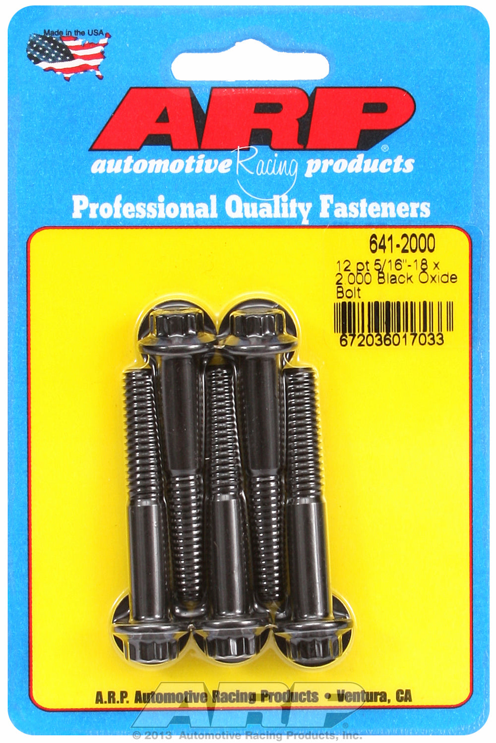 5/16-18 x 2.000 12pt black oxide bolts