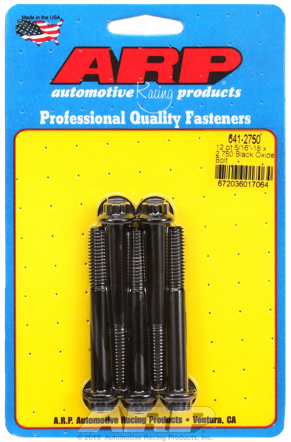 5/16-18 x 2.750 12pt black oxide bolts