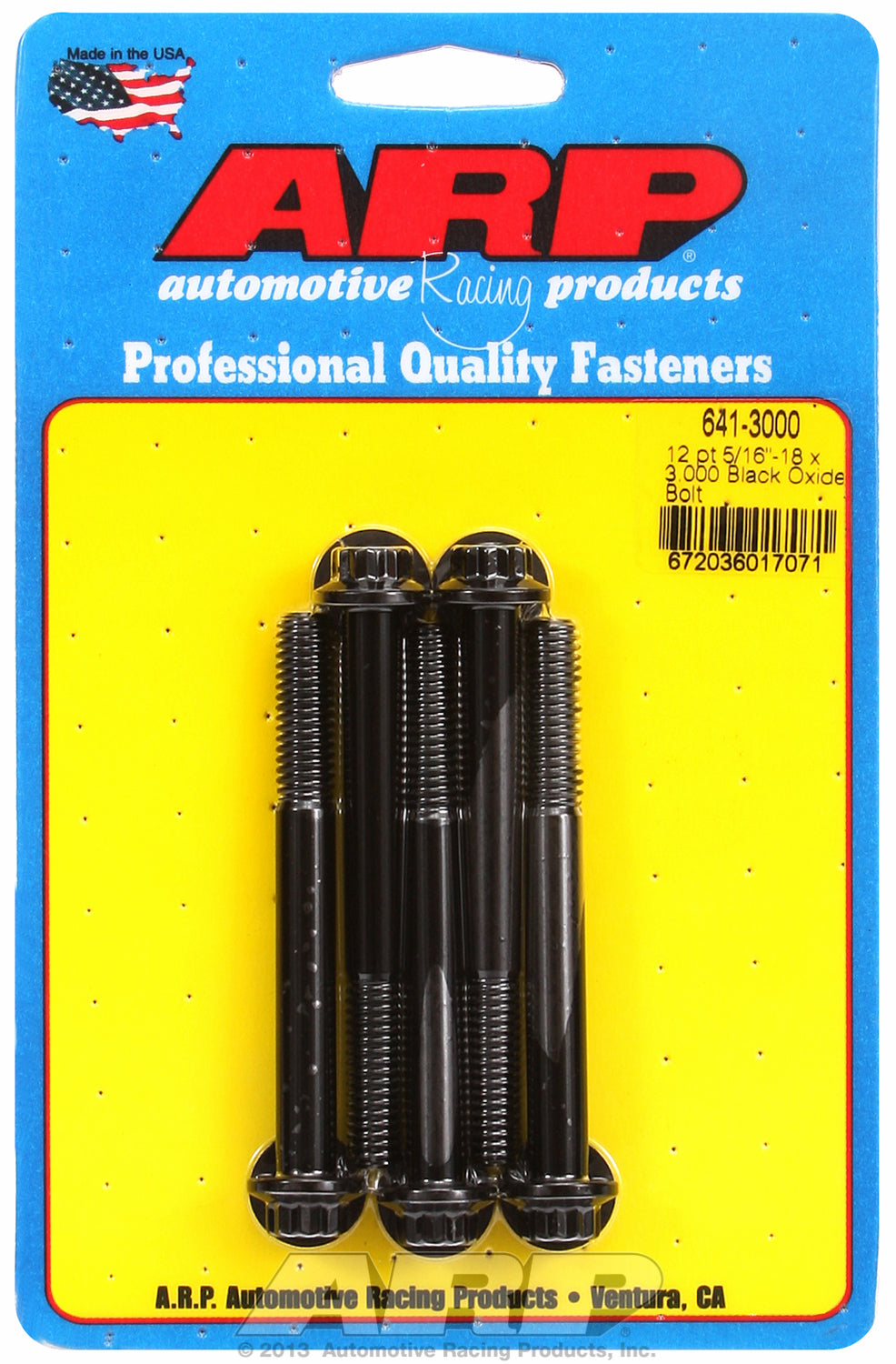 5/16-18 x 3.000 12pt black oxide bolts