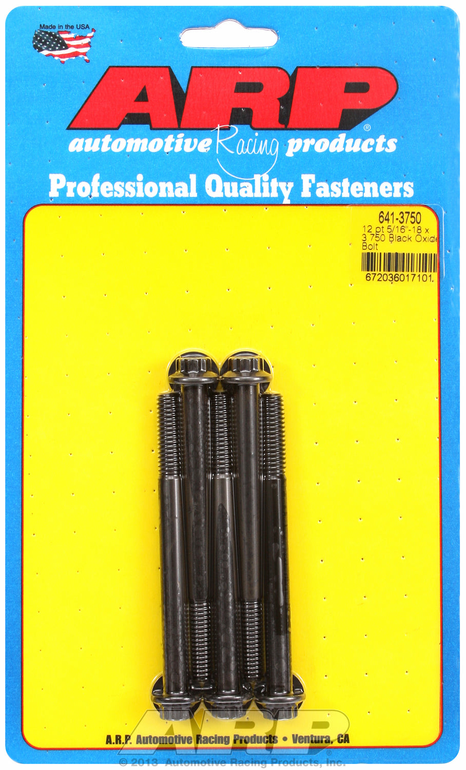 5/16-18 x 3.750 12pt black oxide bolts