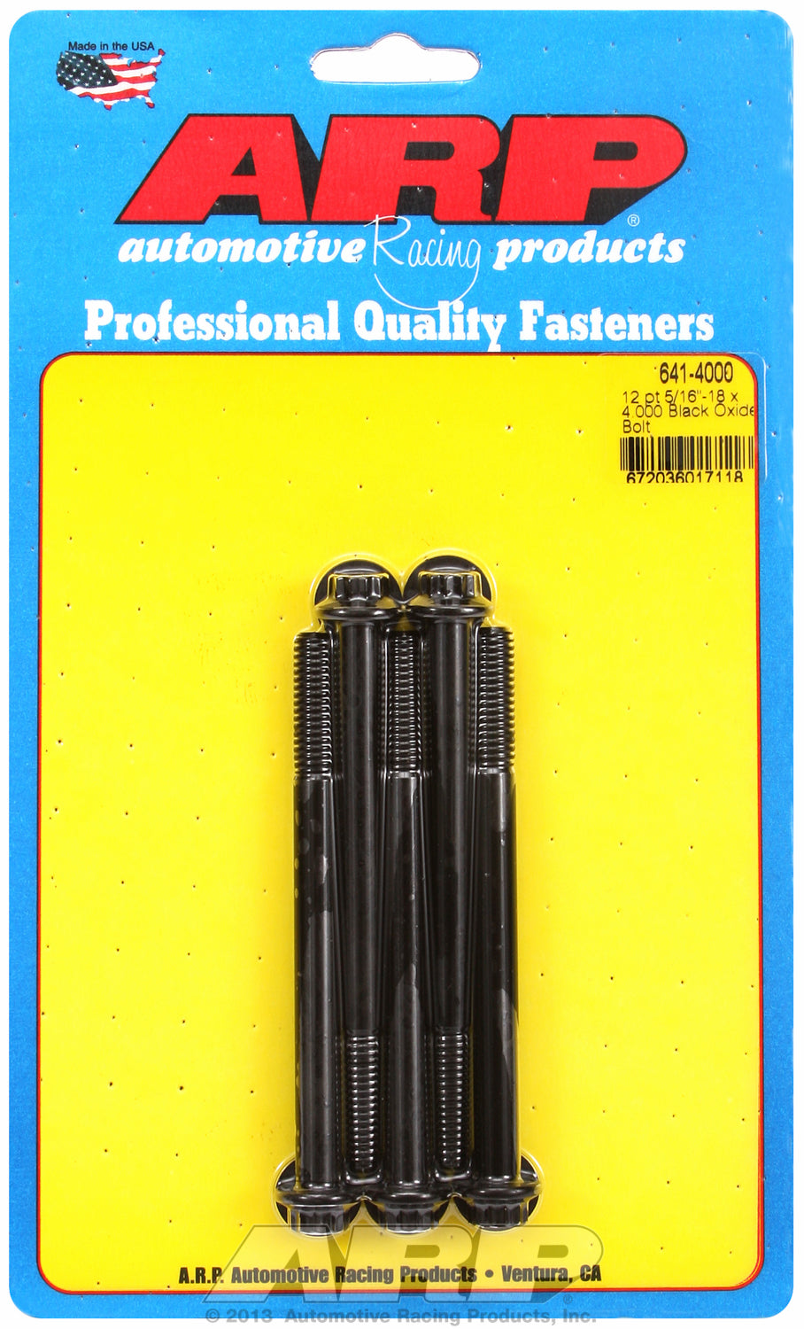 5/16-18 x 4.000 12pt black oxide bolts