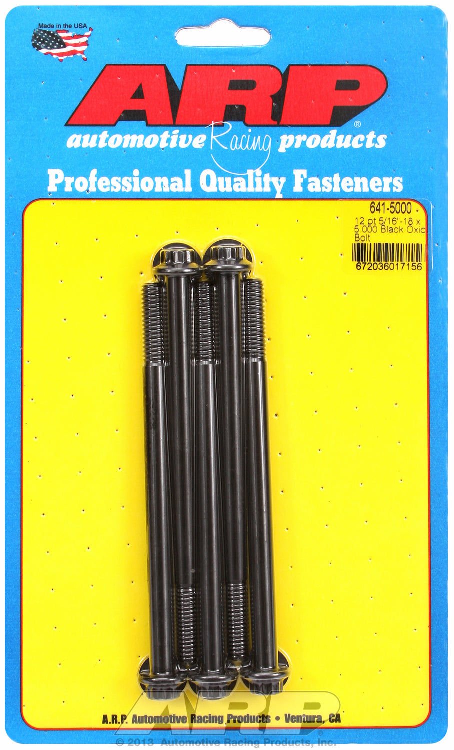 5/16-18 x 5.000 12pt black oxide bolts