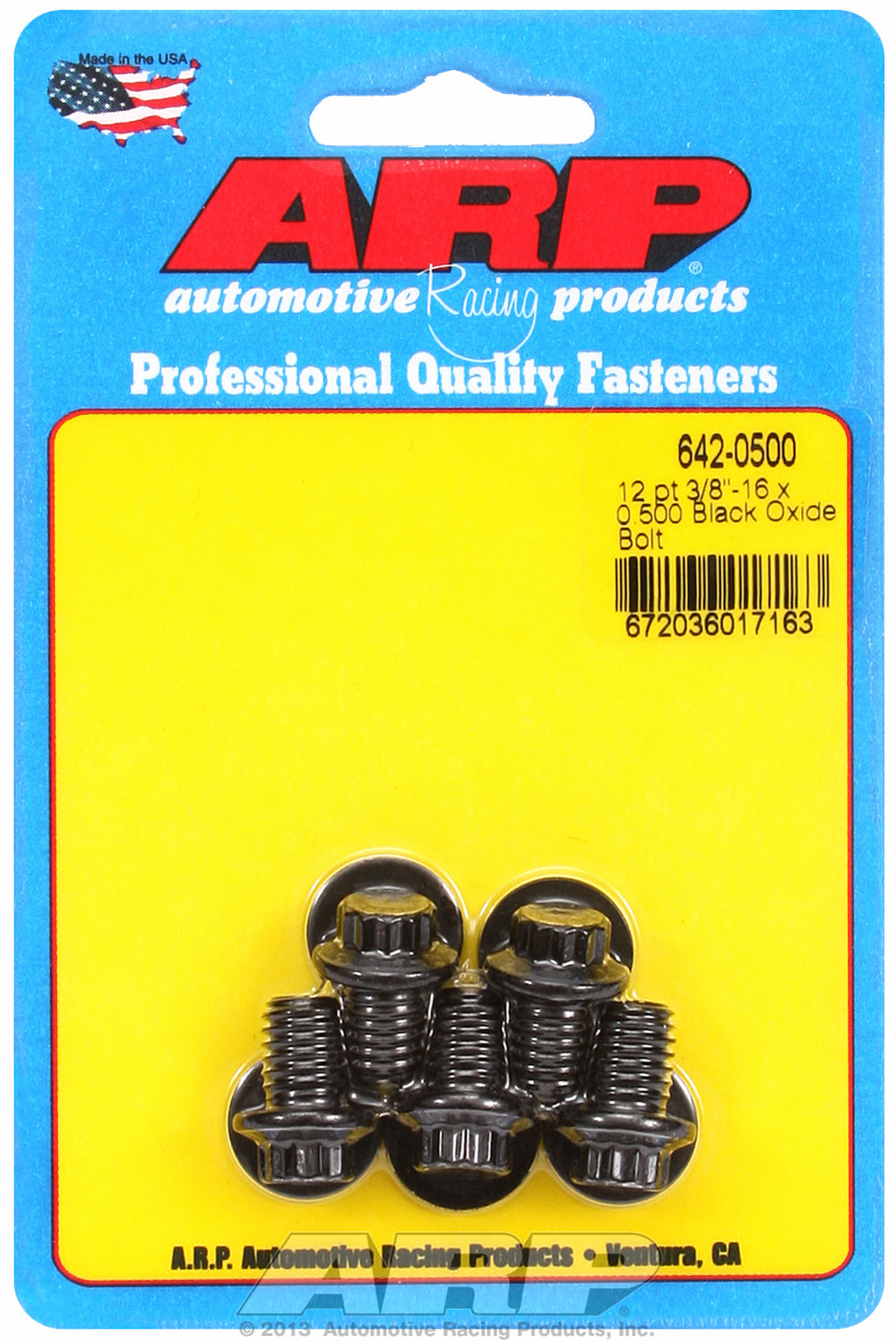 3/8-16 x 0.500 12pt black oxide bolts