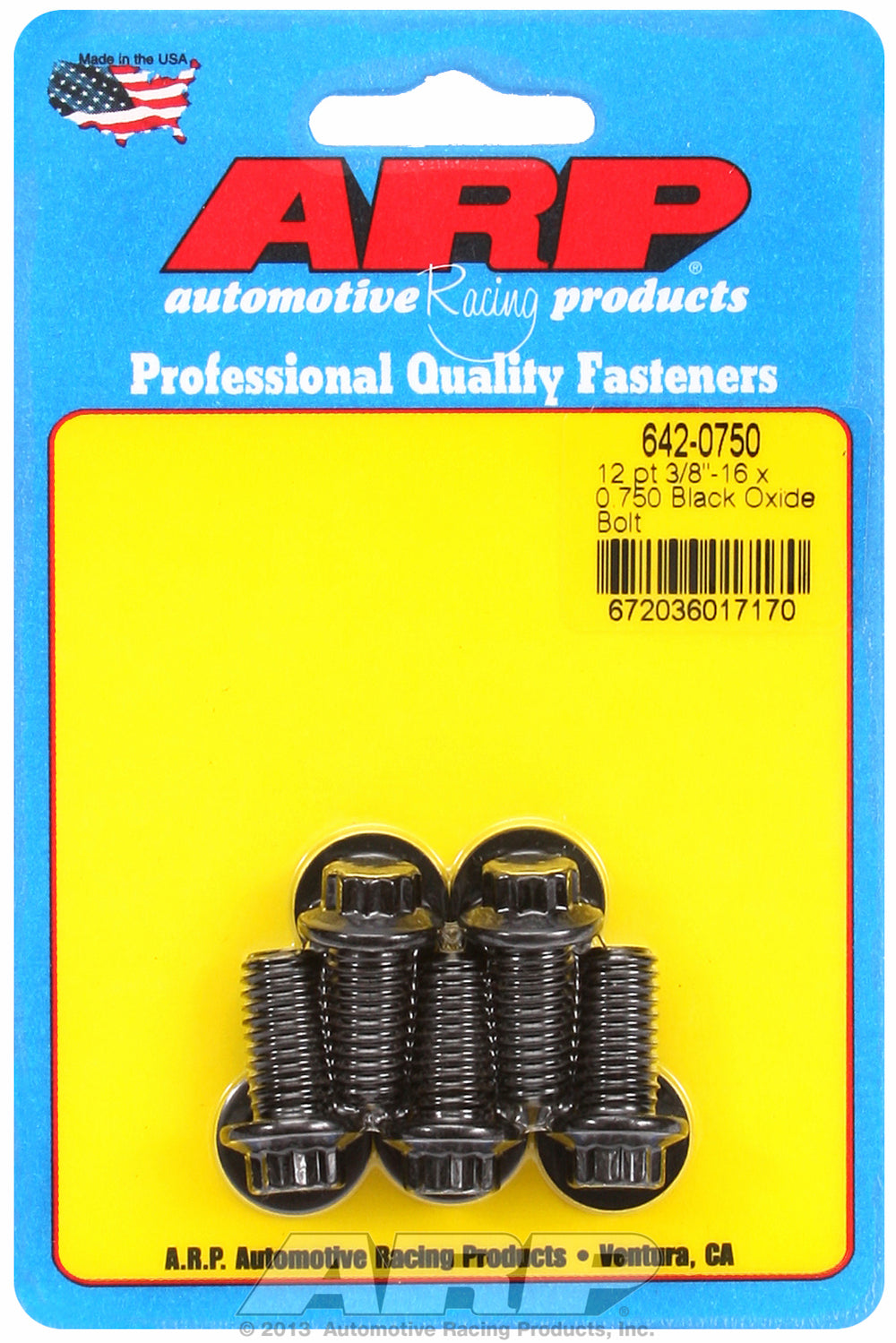 3/8-16 x 0.750 12pt black oxide bolts