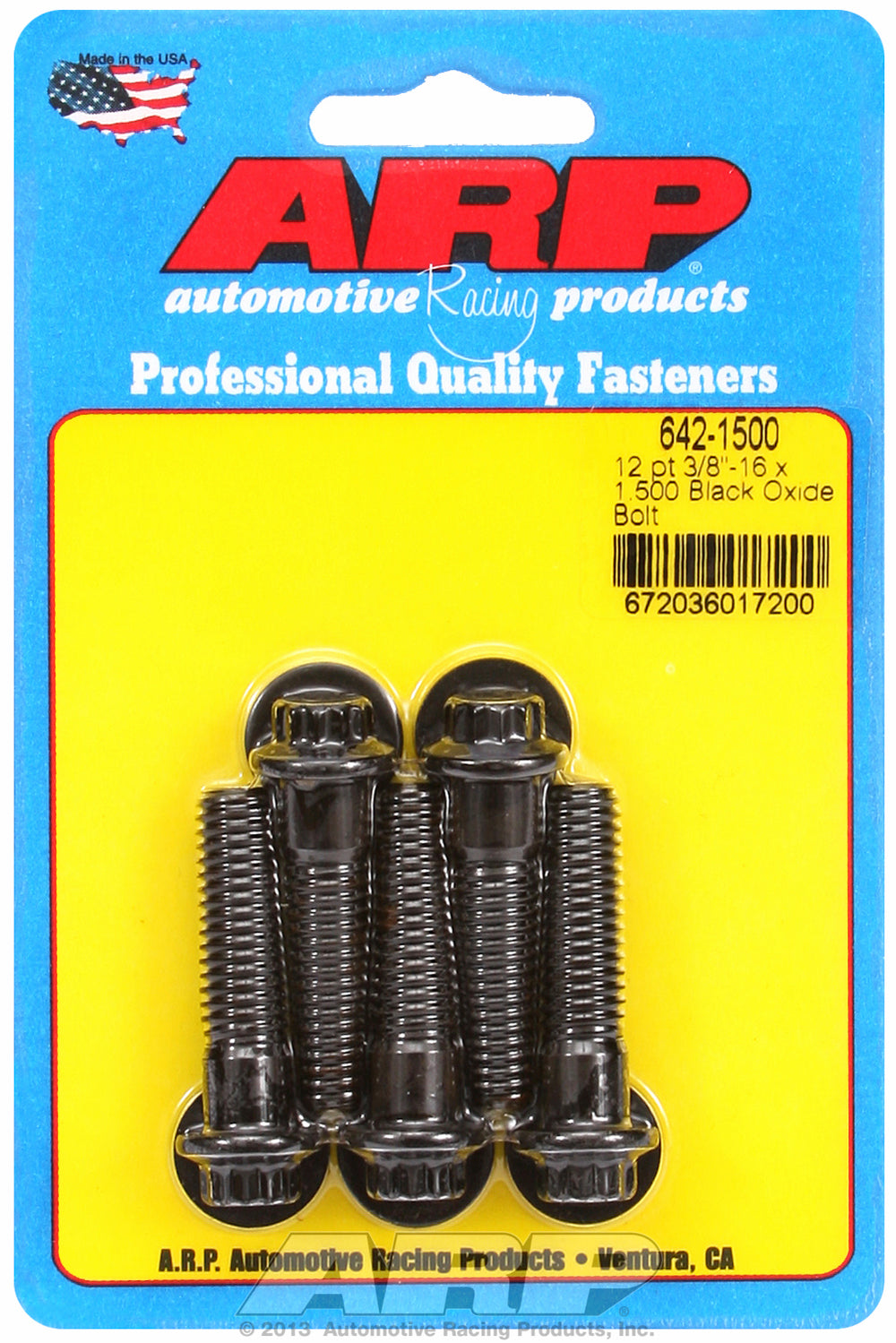 3/8-16 x 1.500 12pt black oxide bolts