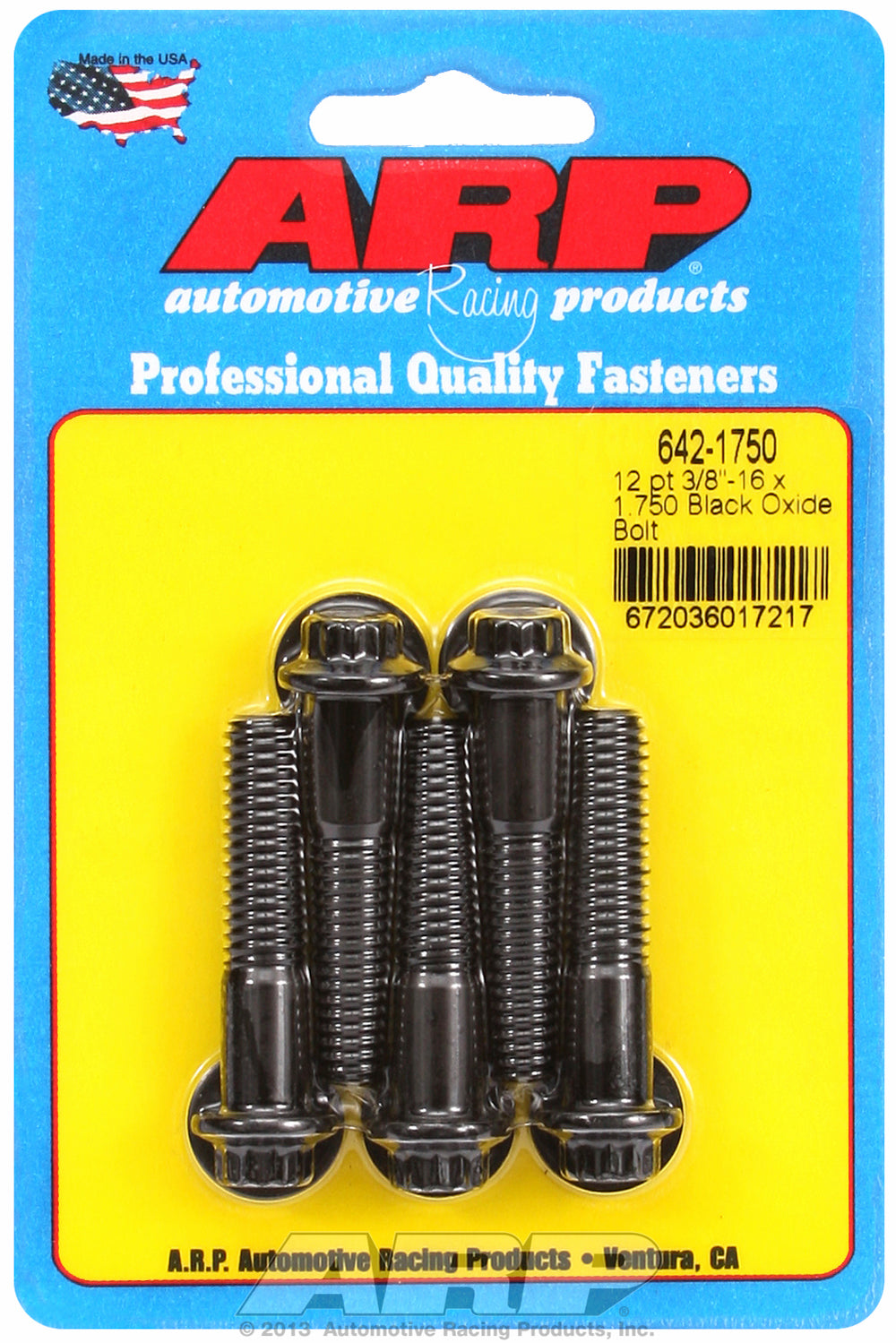 3/8-16 x 1.750 12pt black oxide bolts