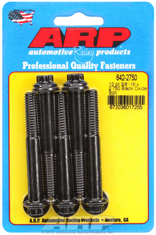 3/8-16 x 2.750 12pt black oxide bolts