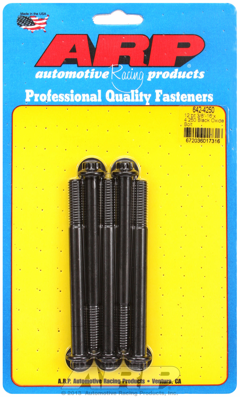 3/8-16 x 4.250 12pt black oxide bolts