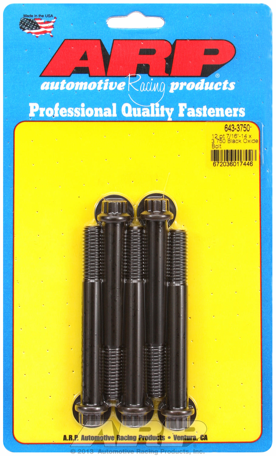 7/16-14 x 3.750 12pt black oxide bolts