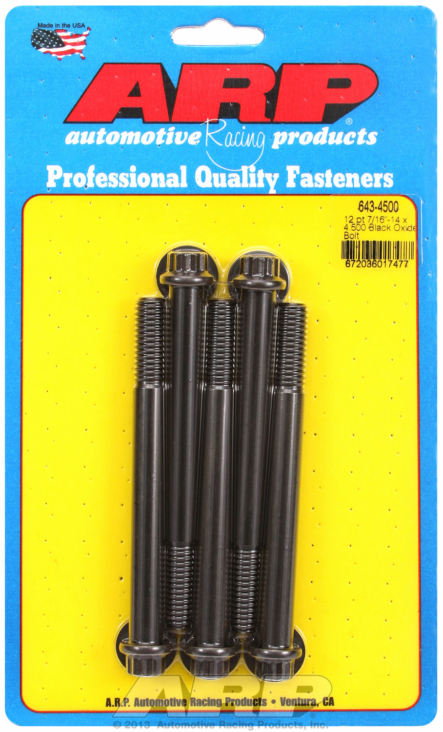 7/16-14 x 4.500 12pt black oxide bolts