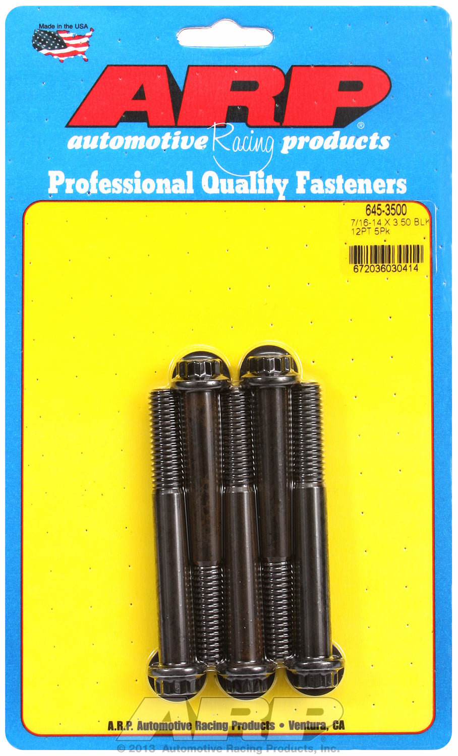 7/16-14 X 3.500 12pt 1/2 wrenching black oxide bolts