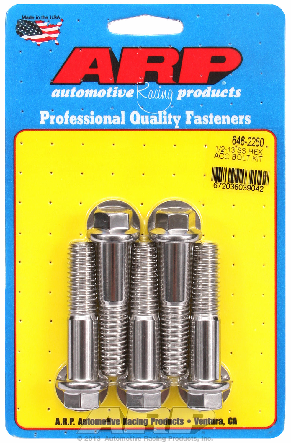 1/2-13 X 2.250 hex SS bolts