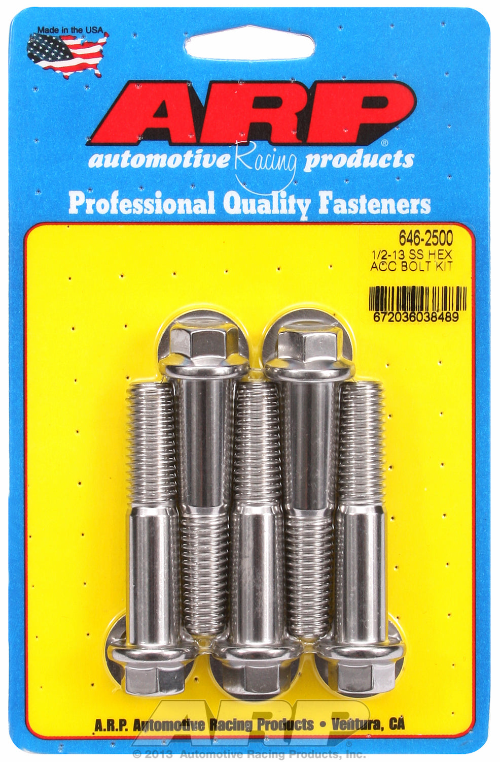 1/2-13 X 2.500 hex SS bolts