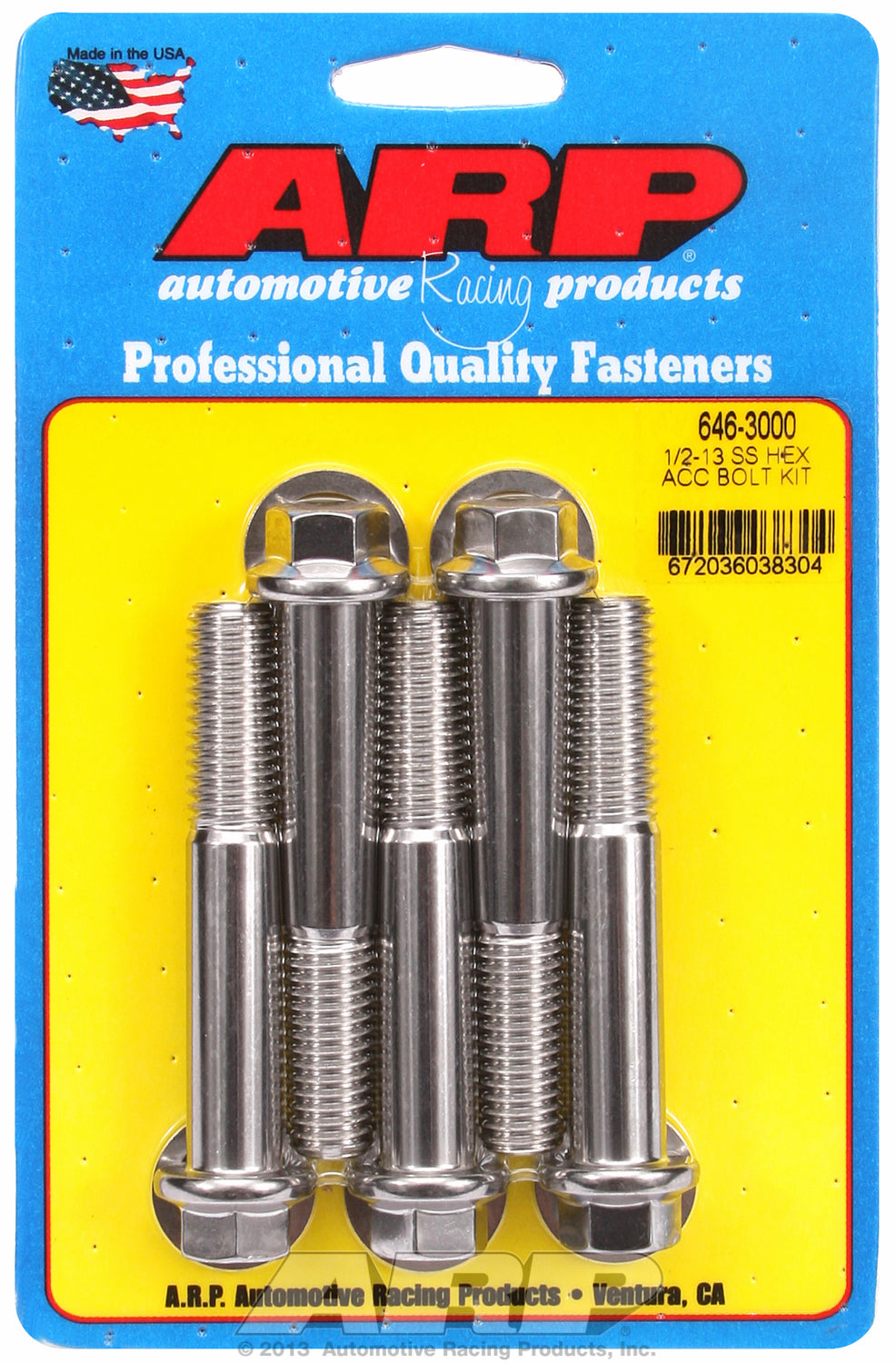 1/2-13 x 3.000 hex SS bolts