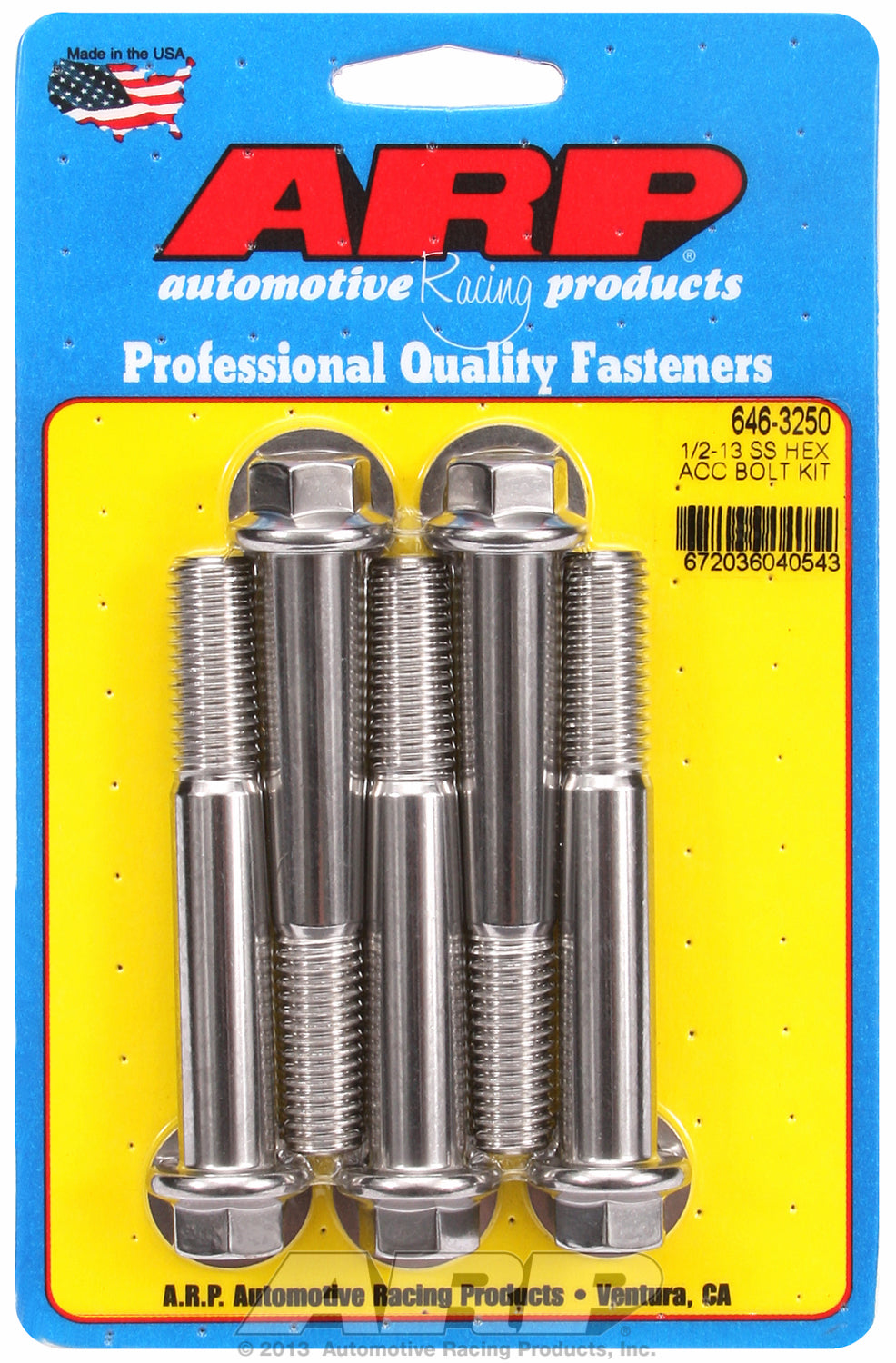 1/2-13 x 3.250 hex SS bolts