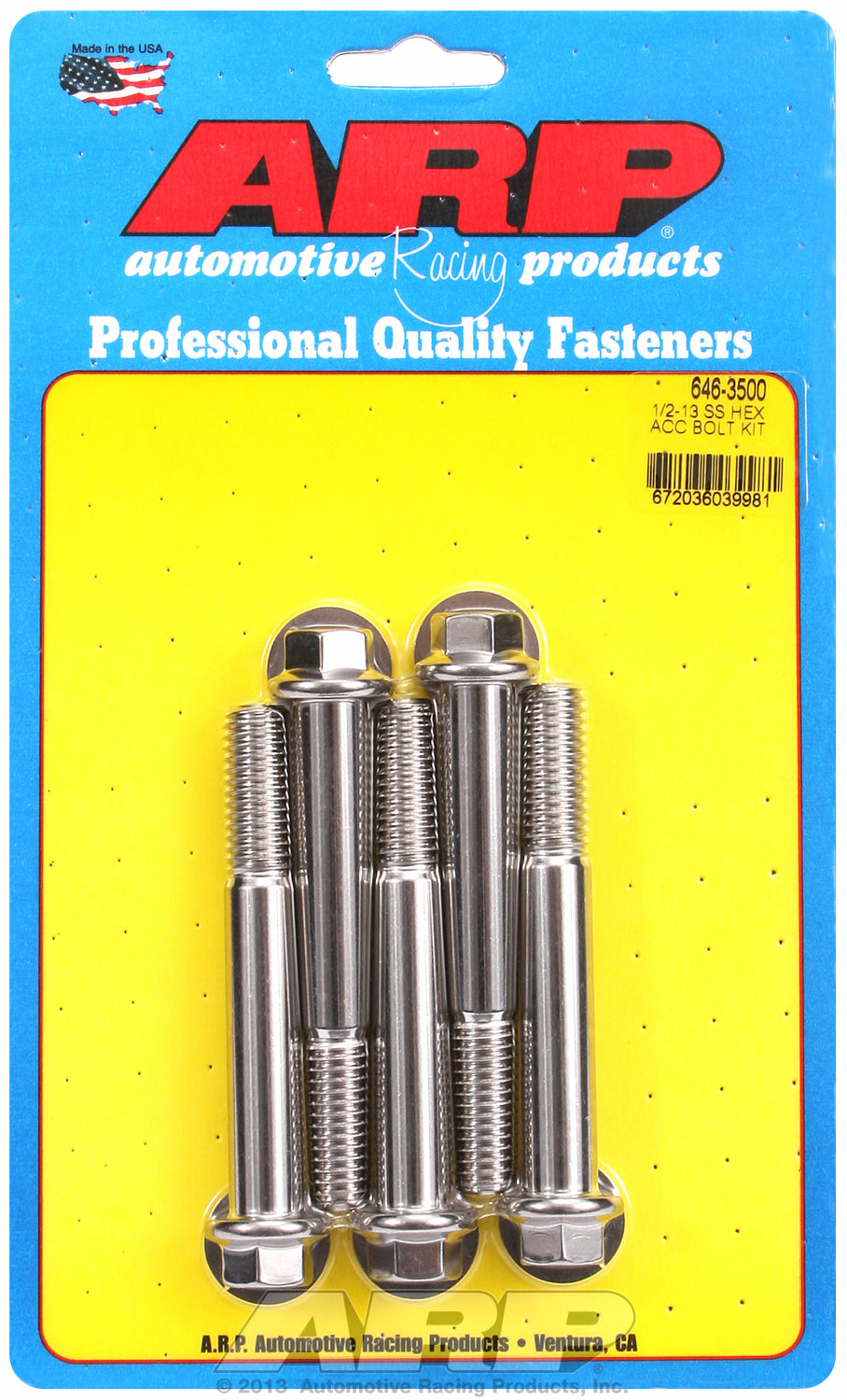 1/2-13 x 3.500 hex SS bolts