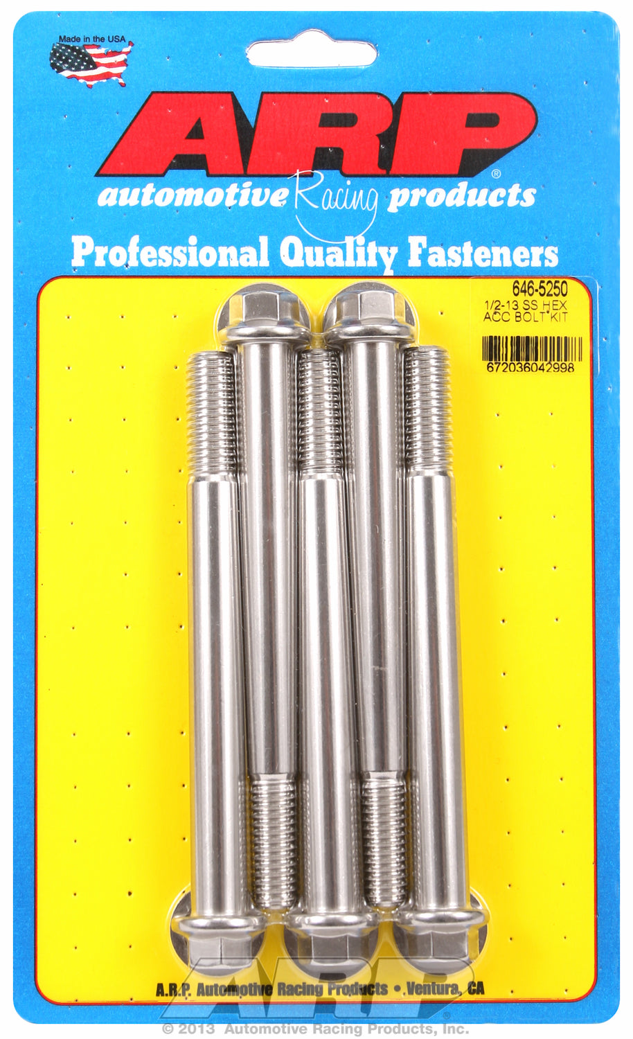 1/2-13 x 5.250 hex SS bolts