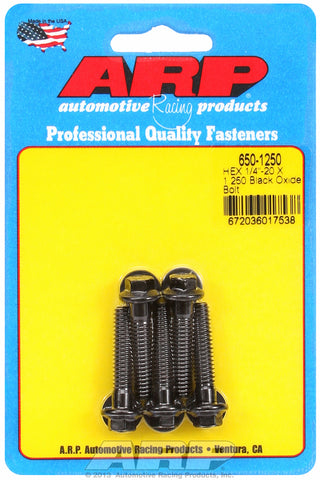 1/4-20 X 1.250 hex black oxide bolts