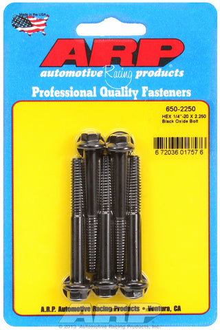 1/4-20 X 2.250 hex black oxide bolts